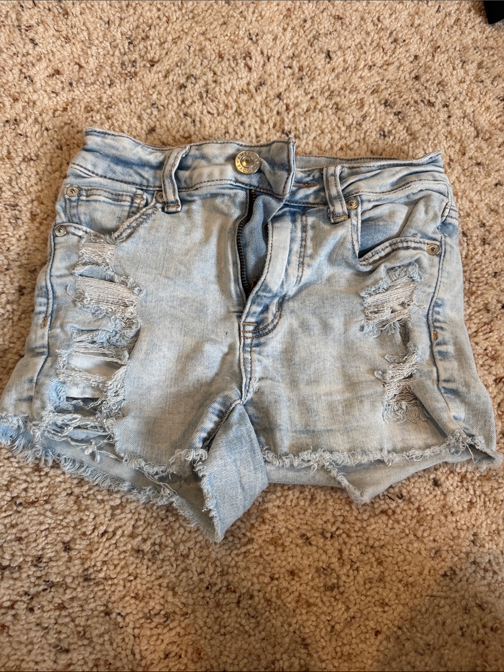 American Eagle Outfitters Light Blue Ripped Denim Shorts